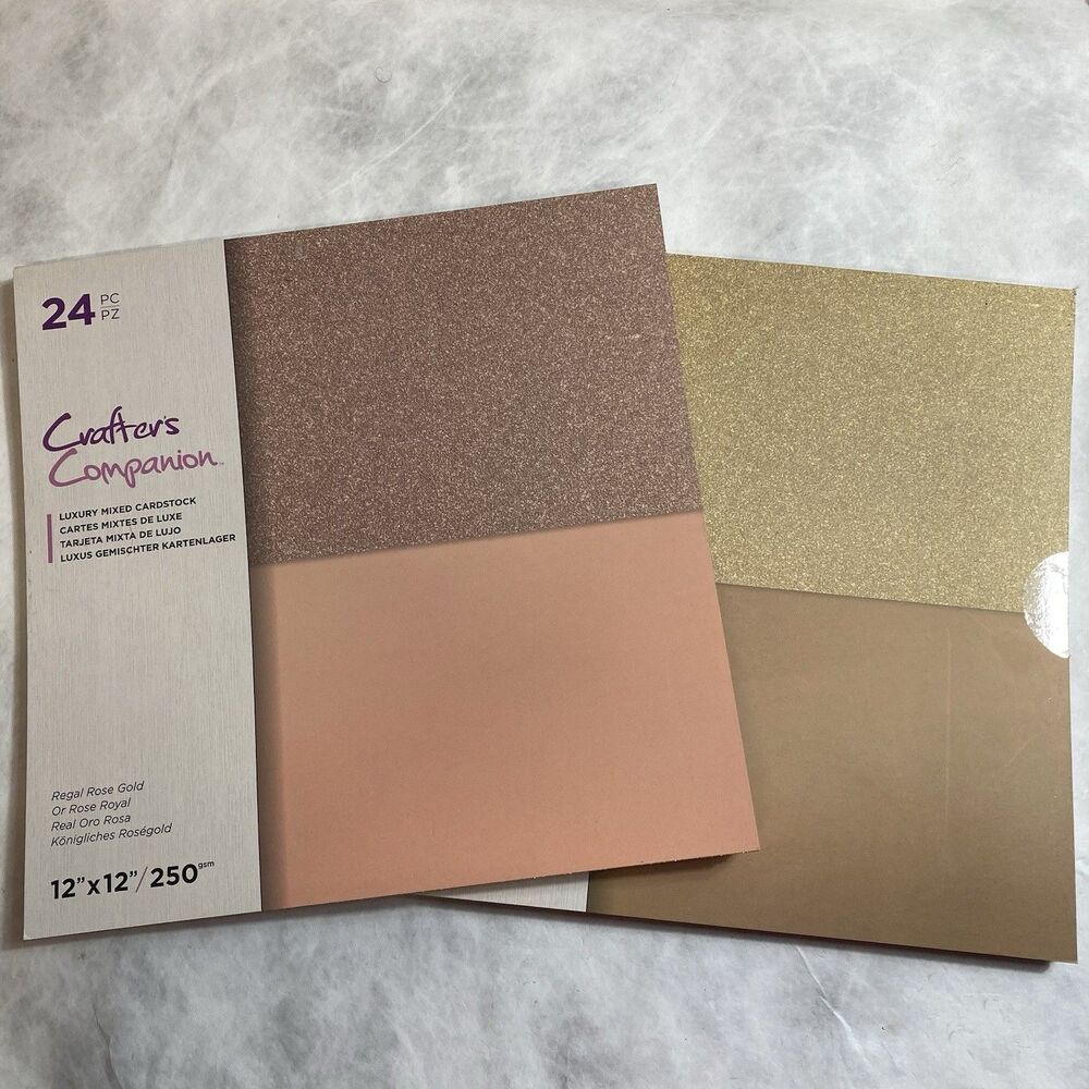 Lot Of 2 Crafters Companion Glittering Gold Regal rose Gold 12 X 12 Card stock
